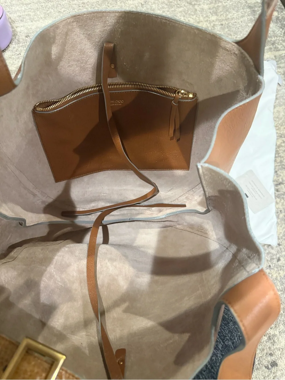 Rare Vintage Jimmy Choo Cognac Leather Hobo with Snakeskin Pattern Strap
